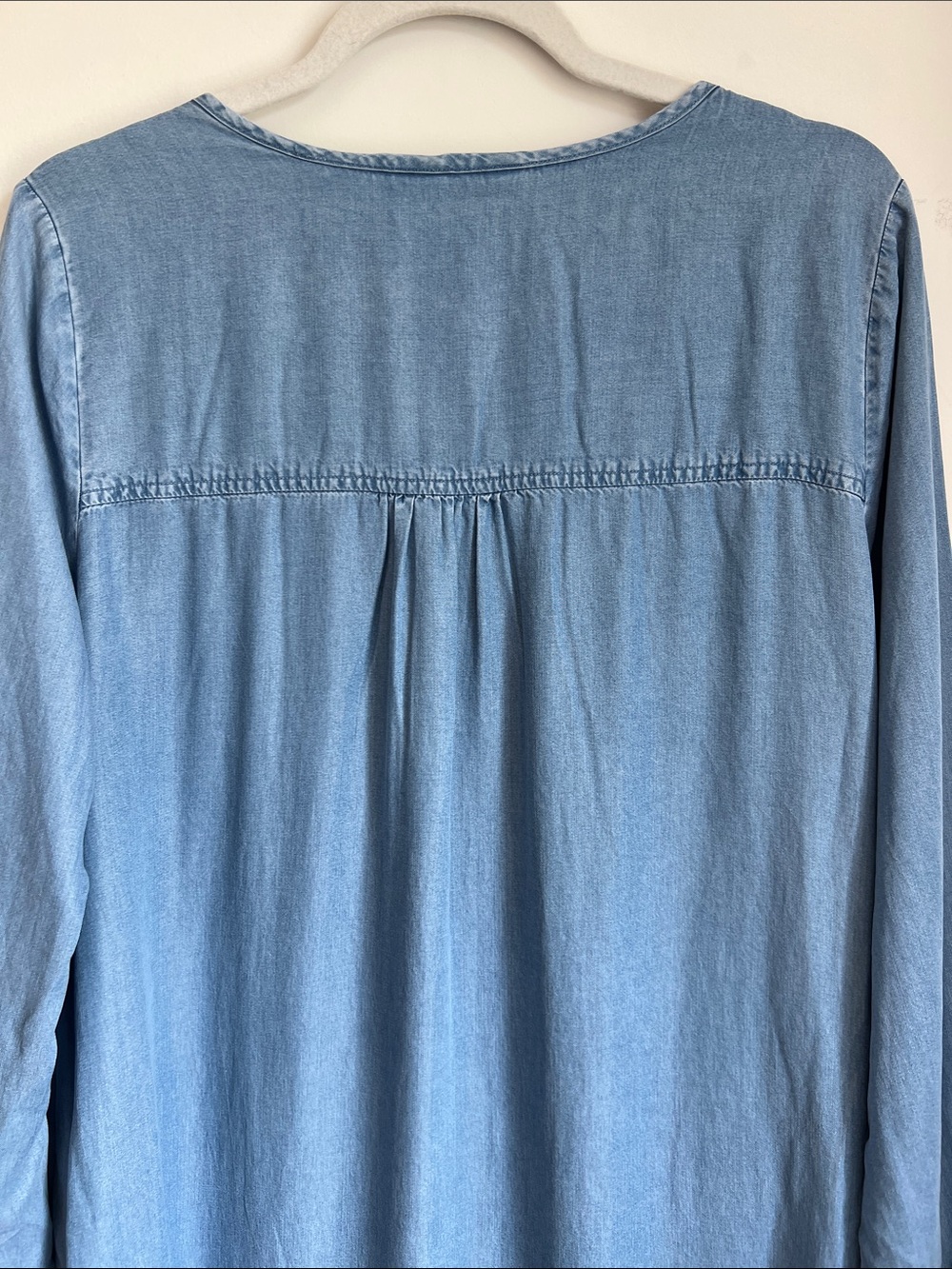 Buffalo David Bitton Chambray Tiered Dress Pockets Sz M Cottagecore Boho Prairie - Picture 9 of 13
